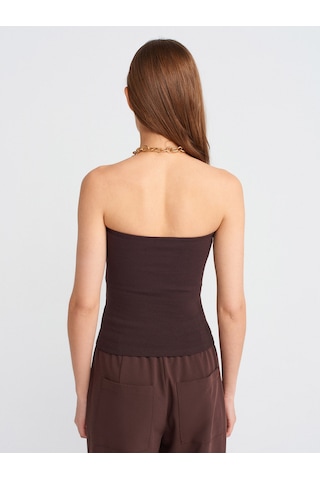 Dilvin 20659 Crop Top-koyu Kahve Koyu Kahve
