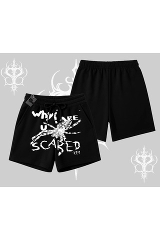 Tarzsokak Beyaz Şort Why Are U Scared Siyah