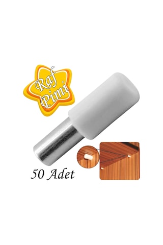 Raf Pimi Plastik Başlı Cam Tutucu Çivisi Mobilya Dolap Pimi Beyaz 50 Adet