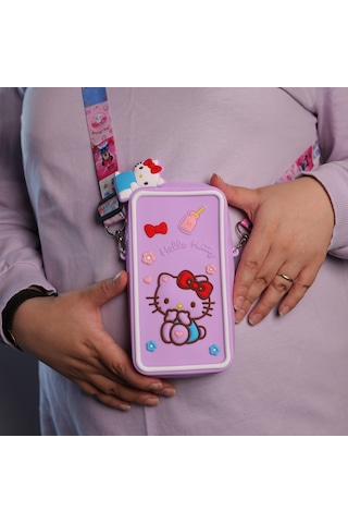 Hello Kitty Silikon Çantaaskılı Telefonluk-1822 Altın