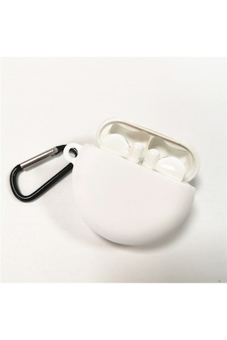 Xiyyadms Huawei Freebuds3 İçin Silikon Korumalı Kılıf - Darbe Ve Çizik Dayanıklı, Kablosuz Şarj Uyumlu, Kayıp Engelleme Döngülü, Beyaz Diğer