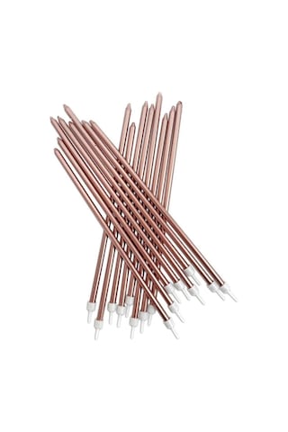 12 Adet Rose Gold Doğum Günü Mumu Rose Gold Uzun Mum Rose Gold İnce Mum Rose Gold Mum Church Rose Gold Candles Renkli