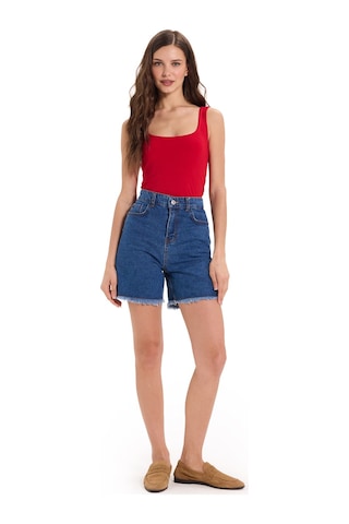 Tudors Kadın Slim Fit Dar Kesim Askılı Kare Yaka Sırtı Açık Sandy Kumaş Çıtçıtlı Bordo Body-51250