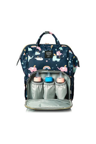 Lal Baby Fil Desenli Anne Bebek Bakım Sırt Çantası Lacivert