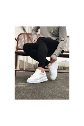Mevese Rovero Erkek Bağcıklı Cilt Günlük Sneaker Ayakkabı Beyaz