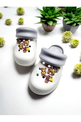 Eva Döngülü Sevimli Ayı Sticker Deniz,havuzi,plaj Terliği Gri