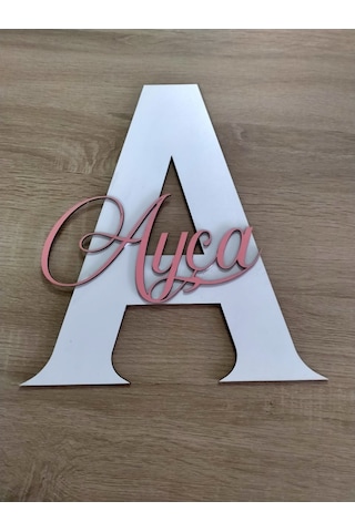 Mrchediyesepeti Bebek-çoçuk Odası Kapı & Duvar Süsü Kişiye Özel A Harfi Beyaz - Pembe