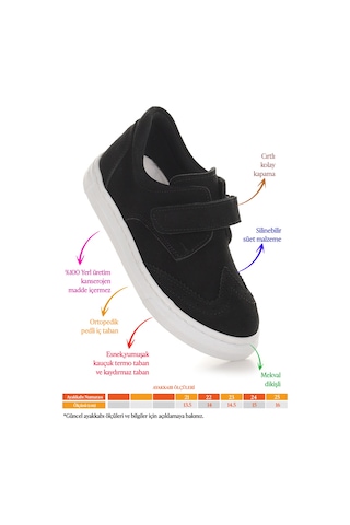 Kiko Kids Richie Cırtlı İlk Adım Günlük Erkek Bebek Casual Ayakkabı Siyah Siyah