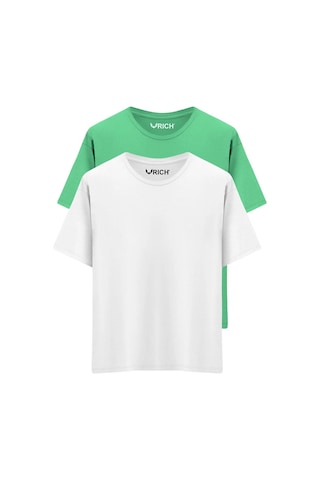 Rich Erkek 2 Li Paket %100 Pamuk Oversize Tişört Basic Bisiklet Yaka Kısa Kollu T-shirt Yeşil
