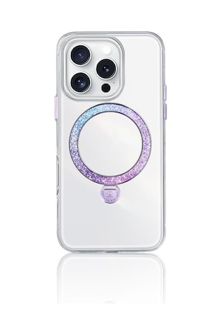 Apple Uyumlu iPhone 15 Pro Kılıf Magsafe Şarj Özellikli Standlı Pynana Dancing Streamer Serisi Kapak - Mor