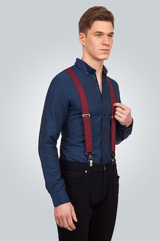 Tudors Düz Bordo Erkek Pantolon Askısı-Bordo