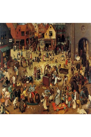 Pieter Brueghel Çocuk Oyunları Ve Eserleri Doğal Taş Bardak Altlığı 4'lü Set - Natural Stone Coasters - Taş Çok Renkli