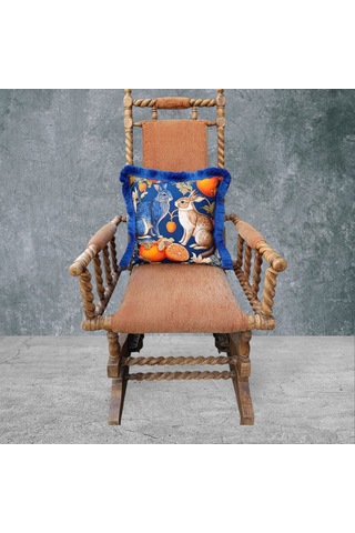 Tavşan Çift Taraflı Dekoratif Püsküllü - Saçaklı Kırlent Kılıfı 1 Karışık/Çok Renkli