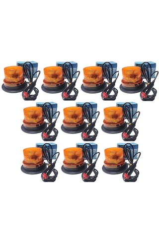 10 Adet Çakarlı Tepe Lambası 3 Modlu Çakmak Fişli Mıknatıslı 8-110v