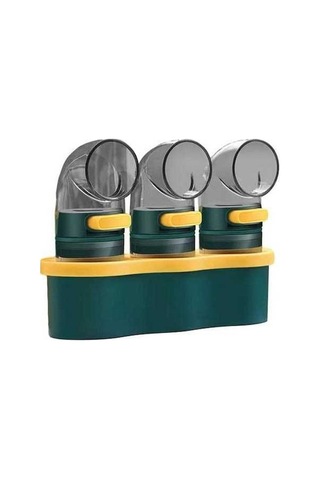 Novahub Tuz Ve Baharat Kavanoz Seti, Pratik Toz Geçirmez Şişeler, 3 Adet Mavi Kavisli Kapaklı, Mutfak İçin Mavi