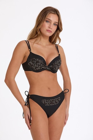 Argento Kadın Double Push-up Taş Detaylı Siyah Bikini Takımı C5t4n032841 Siyah