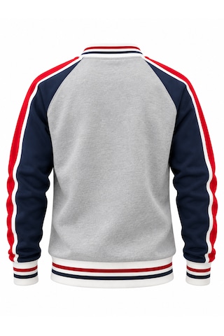 Coal City Erkek Detaylı Renk Bloklu Sıfır Yaka Sweatshirt Gri