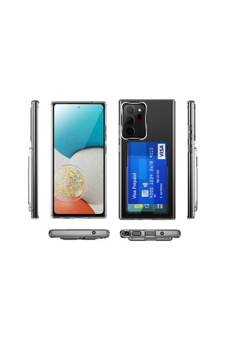 Galaxy Note 20 Ultra Kılıf Zore Ensa Kartlık Bölmeli Şeffaf Kılıf Renksiz