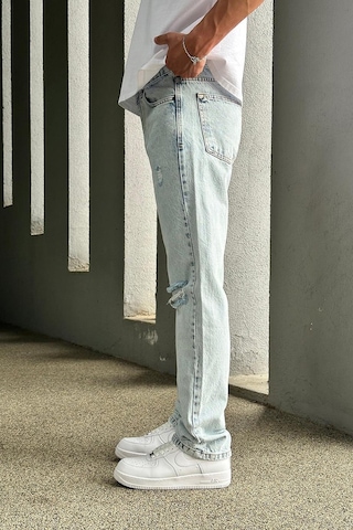 Buz Mavi Dizi Yırtık R4 Dl Baggy Pantolon Buz Mavi