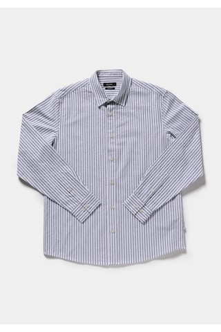Colin's Colins Regular Fit Shirt Neck Çizgili Erkek Mavi Uzun Kol Gömlek Cl1082021 Q1.v1 Ble