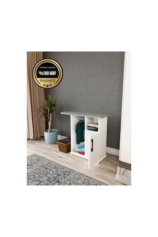 Event Ütü Masası Dolaplı Askılı Mdf Beyaz
