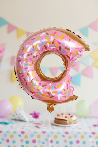 65x45 Cm Donut Folyo Balon - Doğum Günü Parti Dekorasyon Balonu Çok Renkli