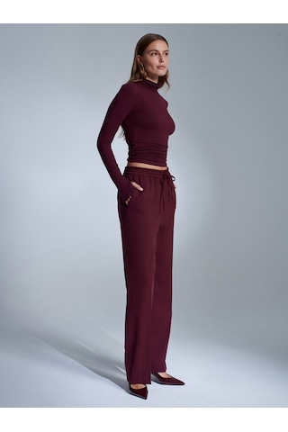 Dilvin 72209 Beli Lastikli Pantolon-bordo Bordo