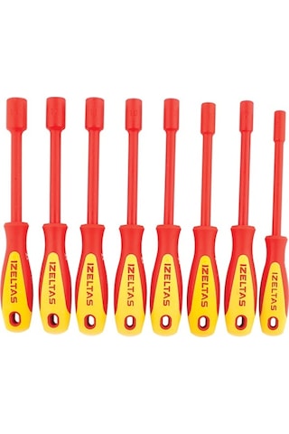 İzeltaş 4773 1000 V Süngüsü İzoleli Lokma Uçlu Tornavida Seti 8 Parça - 4773008108