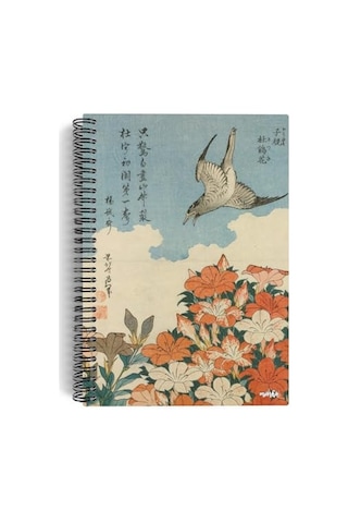 Katsushika Hokusai/cuckoo And Azaleas,1834 Spiralli Defter 06 A5 Çizgisiz 100 Sayfa Sanat