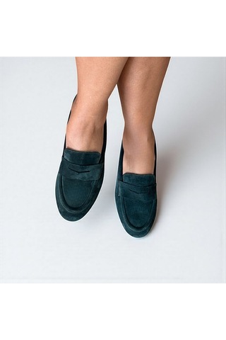 Ne&ve Shoes Kahve Süet Hakiki Deri Gold Zincir Aksesuarlı Kadın Loafer Ayakkabı Kahverengi