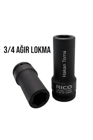 Rico 3/4 17mm Uzun Havalı Derin Darbeli Siyah Lokma