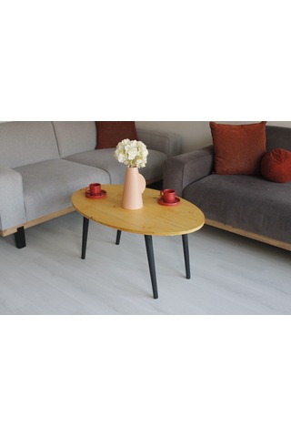 Ahşap Orta Sehpa - Oval - 60 X 97 X 45 Cm