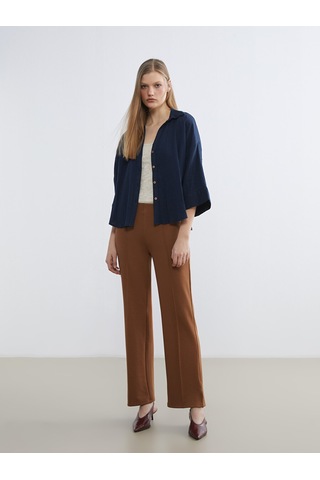 Lcw Vision Lacivert Dokulu Oversize Kadın Gömlek