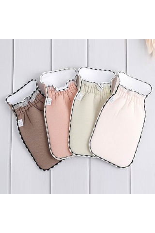 Xiyyadms Beyaz Eldiven Tipi Çift Taraflı Banyo Eldiveni, Bitki Lifli, Kalın, Gergin Açık Desenli, Omuz-arka搓洗, 22.5x14cm, 1 Adet Beyaz