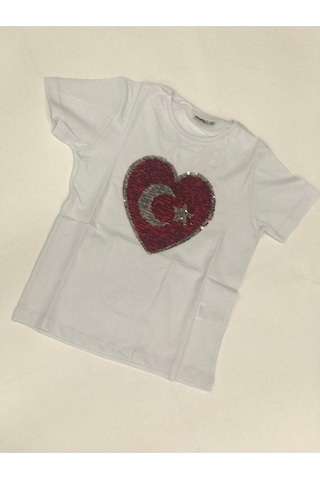 Pretty Çocuk Kalpli Paletli Gösteri T-shirt Beyaz