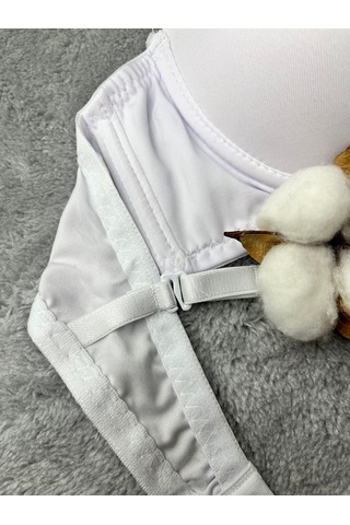 Mistirik Lenola Model Push Up Etkili Destekli Premium Balenli Sarkma Önleyici Büstiyer Beyaz Renk Beyaz