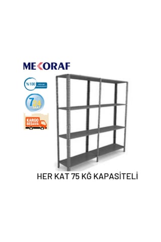 Mekoraf Mekoraf 43 X 93 2 Metre 4 Katlı 2 Ünite Raf Sistemi