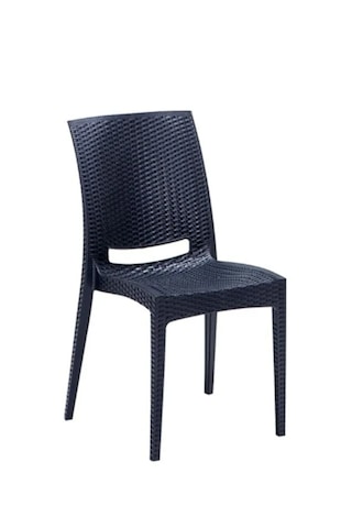 70x120 Cm Rattan 4 Kişilik Masa Seti Kolsuz Sandalye Antrasit