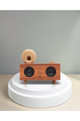 Çift Hoparlörlü Gramofon Speaker, Fm Radyo, Usb, Sd Kart Ve Aux Girişli