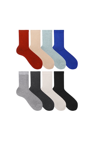 Ozzy Socks 8 Çift Kadın Havlu Soket Çorap Kışlık Dayanıklı Topuk Ve Burun-36 - 40 Çok Renkli