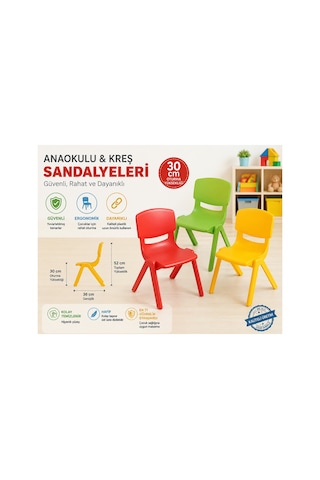 Plastik Kreş Sandalyeleri 30cm Anaokulu Plastik Sandalye Küçük Yaş Grupları İçin Özel Olarak Tasarlanmış, -konforlu Ve Güvenli Mavi
