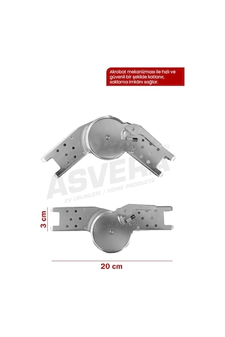 Asvera Akrobat Merdiven Menteşesi - 60.5x21.5 Mm Profil Uyumlu Sanayi Tipi Çelik Kilit Mekanizması