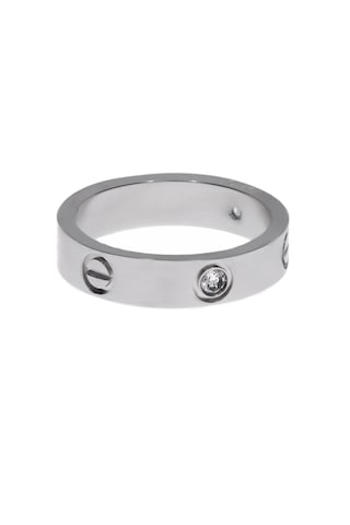 Unisex Love Model Taş Detay Silver Renk Çelik Yüzük Gümüş