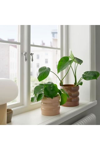 Seramik Saksı, Bej, 12 Cm 3 Adet