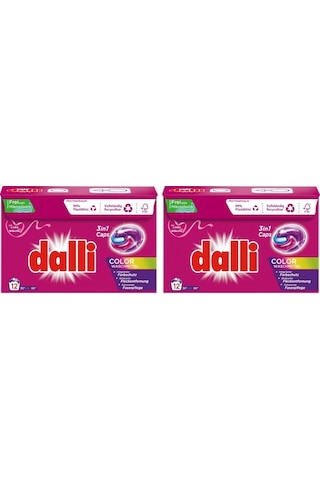 Dalli Renkli Çamaşırlar İçin Tablet Çamaşır Deterjanı 3'ü Bir Arada 12 Yıkama 2'li Set