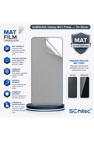 Samsung Galaxy M31 Prime Uyumlu Ön Yüzey Mat Hidrojel Ekran Koruyucu 96451996