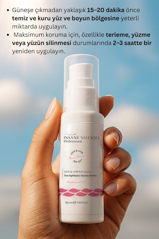 Insane Naturale Uva & Uvb Ton Eşitleyici ve Koruyucu Güneş Kremi SPF50+ 50 ML