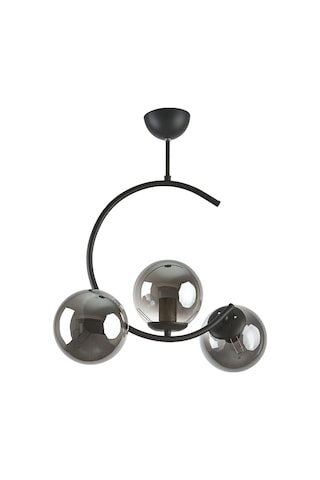 Julia Özel Tasarım Salon - Mutfak - Yatak Odası Siyah Renk Füme Camlı 3 Lü Avize Diğer