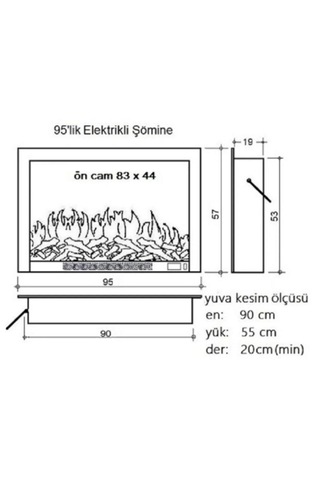 Alaz Efekt 1800w 95cm Bluetooth Ve Ses Efektli Dekoratif Elektrikli Şömine