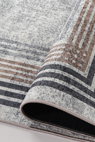 Blghome Gri Zemin Renkli Çerçeve Modern Halı Dekoratif Kilim